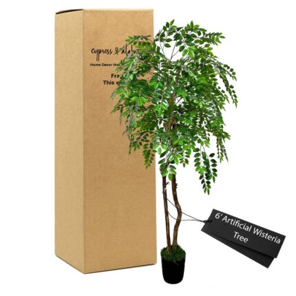 Aerons 6FT Artificial Wisteria Tree – Faux Indoor Plant with Plastic Pot