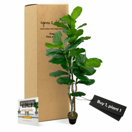 Aerons 6FT Handmade Artificial Large Leaf Fig Tree – Faux Indoor Plant Decor